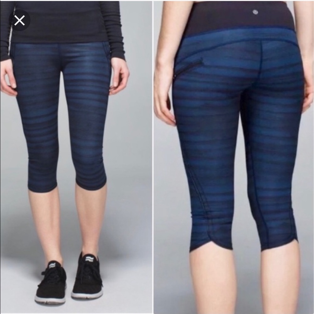 Lululemon Striped Zipper-Pocket Cropped Leggings